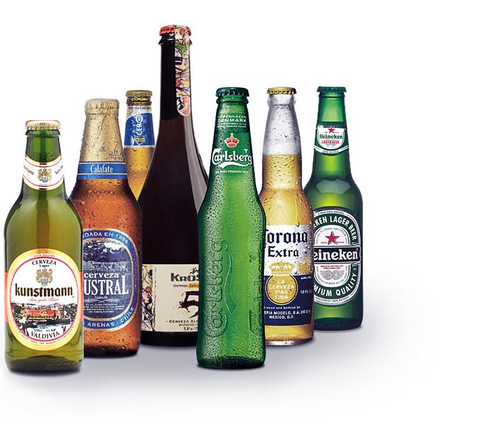 Cervezas y copa de vino